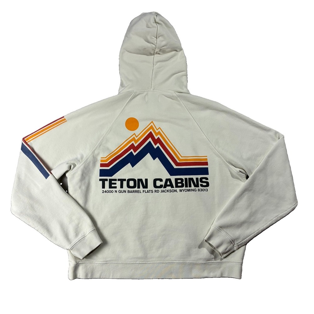 Diamond Cross Ranch Teton Cabins Retro Graphic Hoodie White Men XL Retro Western